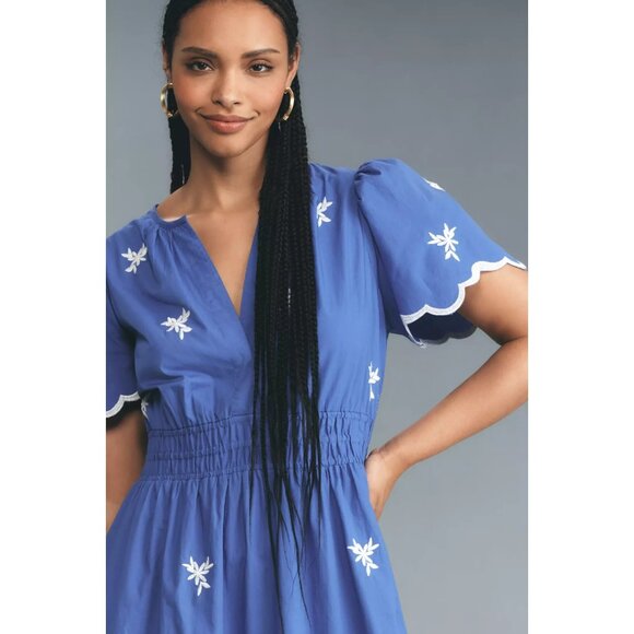 NWT Anthropologie Somerset Maxi in Blue Embroidered Edition Dress 2X - Picture 6 of 10